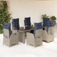thumbnail image 1 of vidaXL 7 Piece Garden Dining Set with Cushions Grey Poly Rattan, 1 of 5