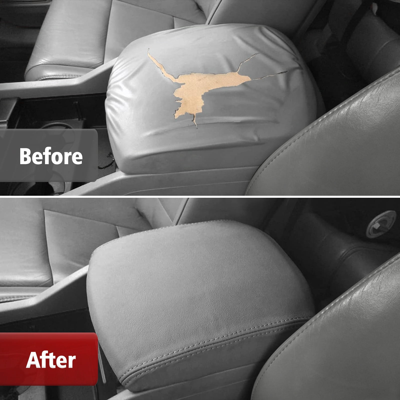 KBH Center Console Lid Armrest Cover for Honda Pilot 2009-2015, Car Arm Rest Cover Replacement Upholstery, Gray (Leather Skin Only)