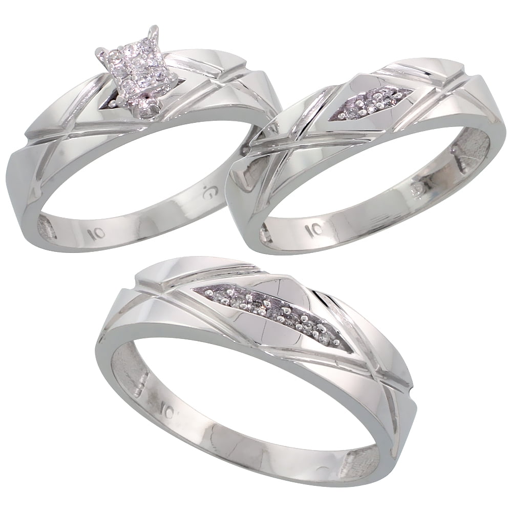 Gabriella Gold 10k Gold Trio Engagement Wedding Ring Set