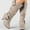 Beige, variant on Babysbule Boots for Women Women's Winter Warm High Heel Straight Leather Belt Buckle Suede Thick Heel Knight Boots
