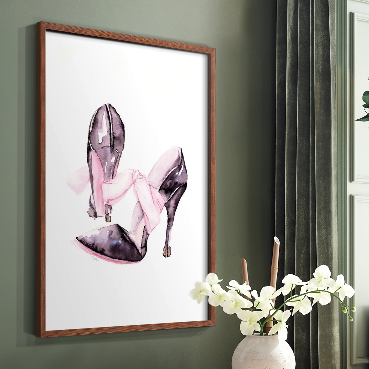 Bow Stilettoes in Paper Solid Wood 8 x 10 Framed Print