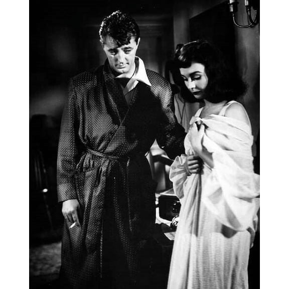 Angel Face film noir 1953 Robert Mitchum in robe Jean Simmons 8x10 inch photo