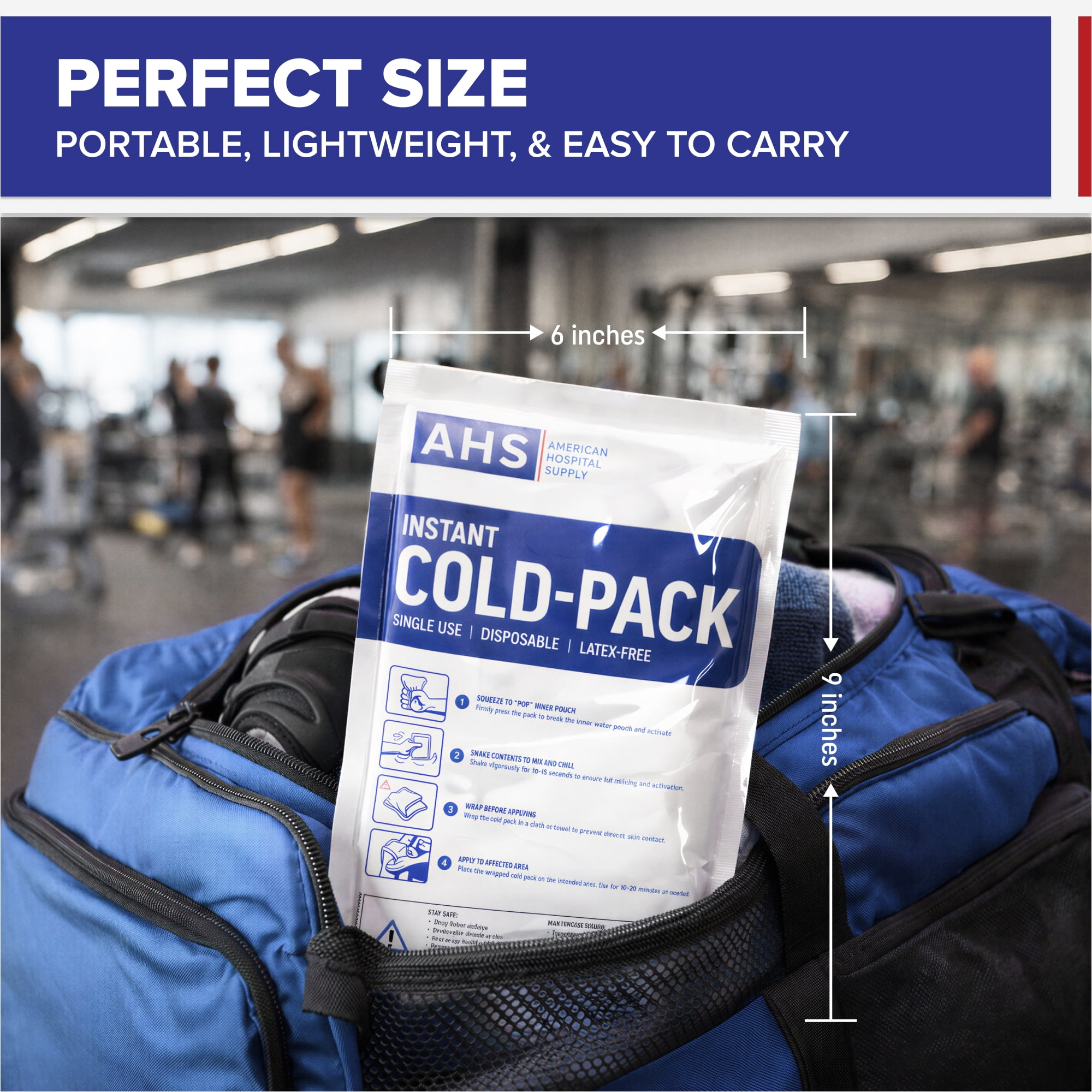 American Hospital Supply Disposable Instant Ice Cold Pack,  No Freezer Needed, Activates in Seconds, First Aid & Sports Use, 6" x 9", Case of 24