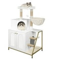 thumbnail image 3 of Cat Cabinet, 4-in-1 Modern Cat House with Large Platform, Cat House with Sisal Scratching Mat, 3 of 7