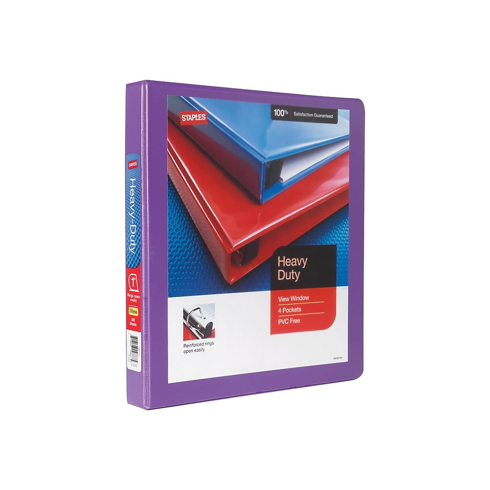 Staples Heavy Duty 1" 3Ring View Binder Purple (24673US) 82707
