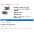 thumbnail image 2 of Headlight Assembly Set 2 Piece - Compatible with 1998 - 2002 Kia Sportage 1999 2000 2001, 2 of 2