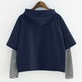 thumbnail image 3 of Fashion Hoodies and Sweatshirts Classic Striped Patchwork Long Sleeve Top Women Teens Heat Print Loose Pullovers (Medium, Navy), 3 of 3