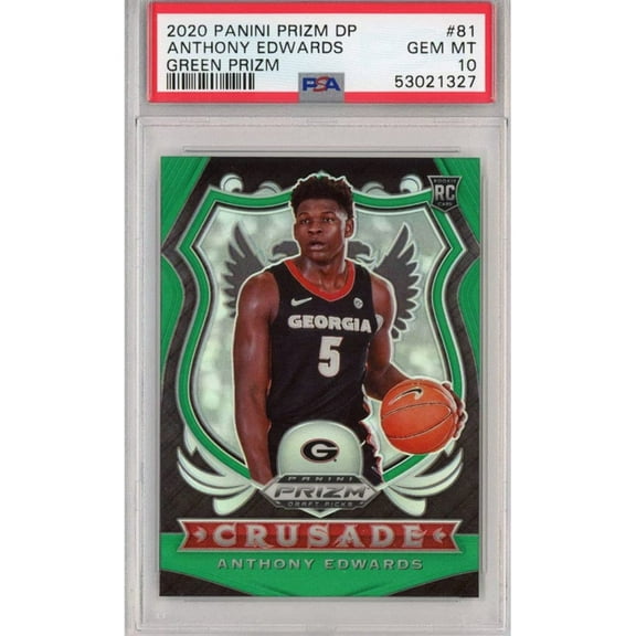 Graded 2020-21 Panini Prizm DP Draft Picks Anthony Edwards #81 Green Rookie RC Basketball Card PSA 10 Gem Mint