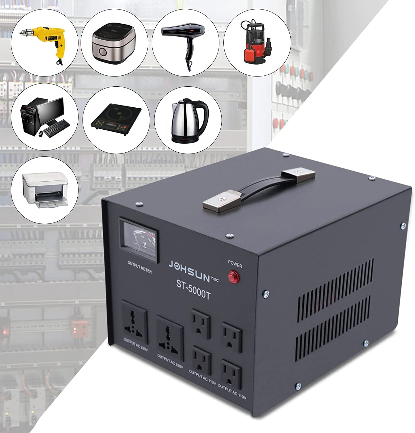 CNCEST 5000W Transformer Regulator/Stabilizer Step Up / Down 110V-220V / 220V-110V