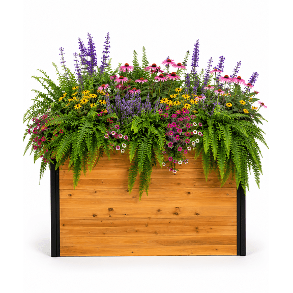 Vita Mezza 59"L x 16"W x 32"H Large Cedar Parklette Planter, Golden Brown, VT17716
