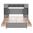 thumbnail image 4 of Full Size Wooden Bed With All-in-One Cabinet and Shelf, Gray 42AAE, 4 of 9