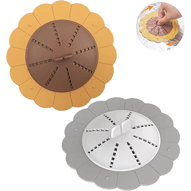 Filtro de pelo para bañera, protector de drenaje de silicona, 2 filtros de pelusa para baño y cocina, cámara de filtro de pelo de silicona