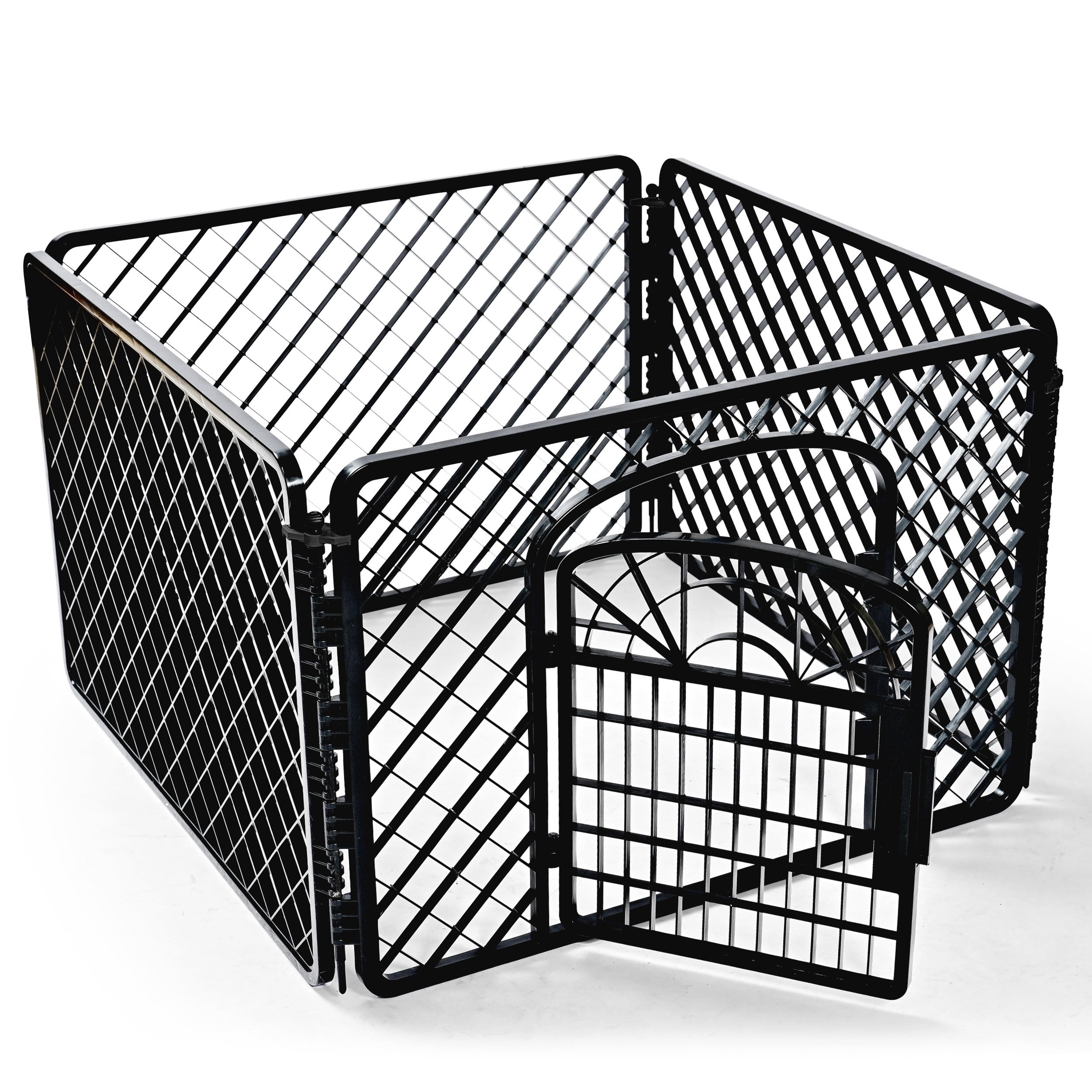 Vibrant Life 4-Panel Plastic Playpen for Dogs, Black, 24"