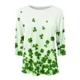 thumbnail image 4 of CEHVOM T-Shirt de la Saint-Patrick pour Femmes Manches 3/4, T-Shirts Imprimés Verts Chanceux pour la Saint-Patrick, T-Shirts Décontractés Col Rond Mode Imprimé Saint-Patrick, 4 of 4