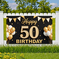 thumbnail image 6 of Golden Theme Birthday Party Banner Happy 50th Celebration Banner for Milestone Event Indoor Decoration Anniversary, 6 of 8