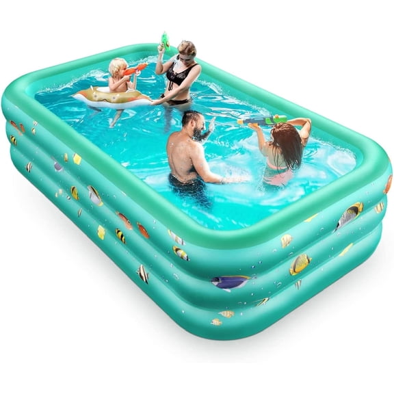 GVDV Inflatable Pool, 9.83 x 6 x 1.83 ft Family Swimming Pools for Kids, Toddlers, Infant, Adult, Rectangular, Thickened