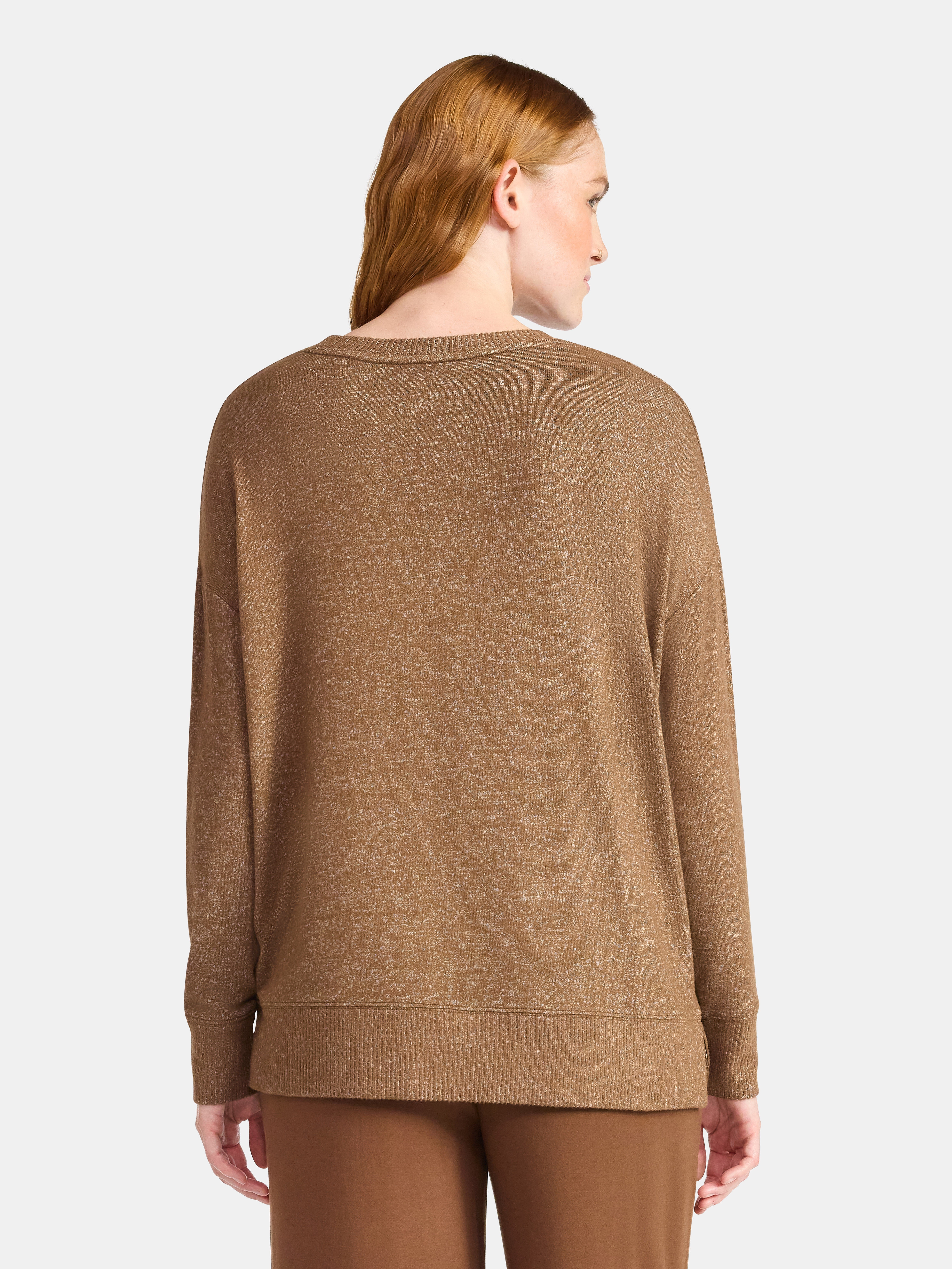 Time and Tru Women's Hacci Knit Tee with Long Sleeves, Sizes XS-XXXL