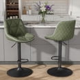 thumbnail image 3 of Hawsaiy Bar Stools Set of 2, Adjustable Swivel Counter Height Bar Stools with Back, Upholstered Modern Barstools with Diamond Stitching, Green, 3 of 11