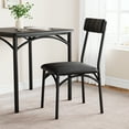 thumbnail image 1 of Space-Saving 3 Piece Dining Table Set for 2 – Square Kitchen Table & 2 Upholstered Chairs – Compact Dining Room Furniture – Fits Small Spaces, Apartments, Studios – Rustic Black – Black, 1 of 8
