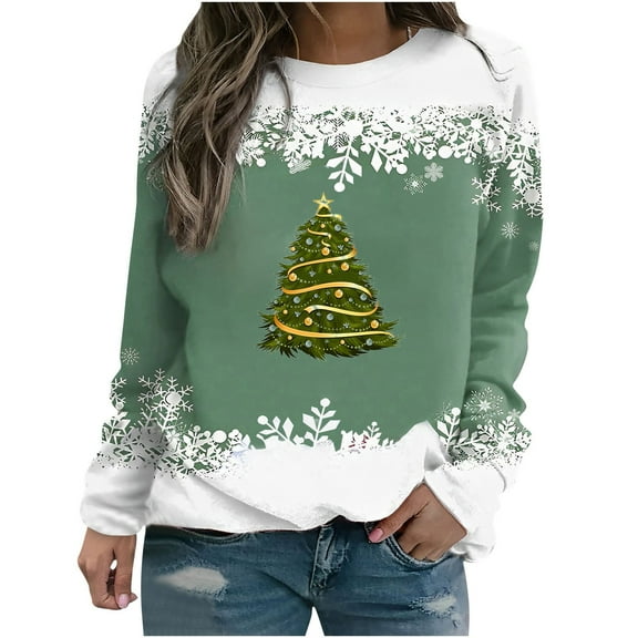 Women's Christmas Sweatshirt,Christmas Sweatshirts for Women Ugly Reindeer Graphic Shirts Oversized Pullover Xmas Theme Crewneck Long Sleeve Tops 2024