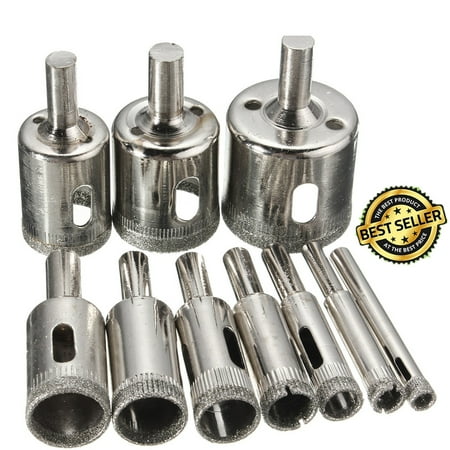 10-Pack Diamond Holesaw Drill Bit Hole Saw Set For Cutter Glass Ceramic Marble (Best Drill For Mixing Plaster)