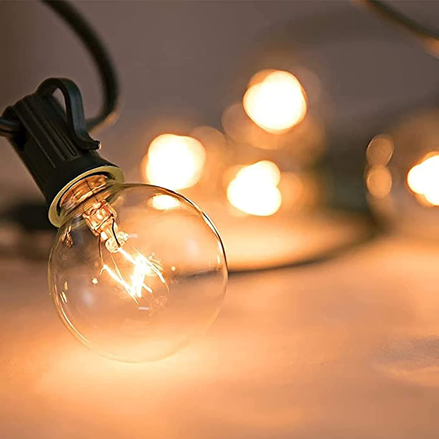 G40 Replacement Light Bulbs, 120V 5W Clear Globe Bulb, E12 C7 Candelabra Base, 1.5 Inch Glass Incandescent Bulbs for Indoor Outdoor Patio String Lights, Warm White -25 Pack
