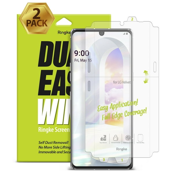 LG Velvet Screen Protector, Ringke [Dual Easy Wing] Film 2 Pack