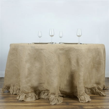 

BalsaCircle Natural Brown 120 Burlap Ruffled Round Tablecloth Country Chic Room Table Linen