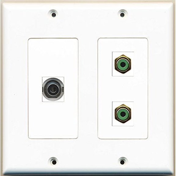 RiteAV - 2 Port RCA Green 1 Port 3.5mm - 2 Gang Wall Plate