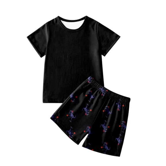 BOOMNY Child Boys Pajamas Sets 2 Peice Dinosaur Graphic Short Sleeve Sleepwear Tops Shorts Pjs Set for Kids Cozy Loungewear Homewear