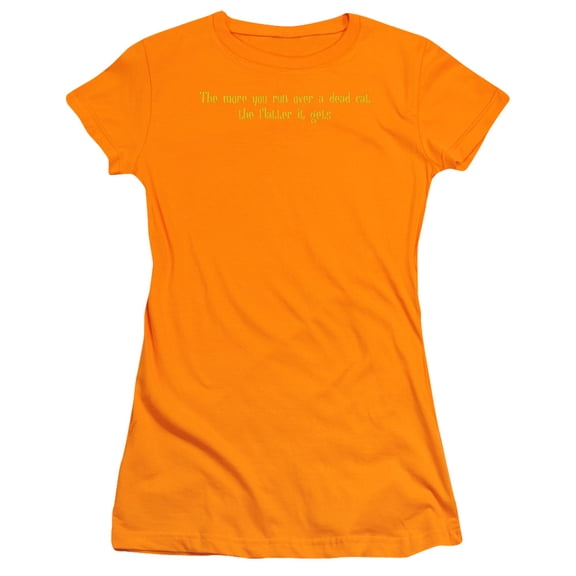 - Run Over A Dead Cat - Juniors Teen Girls Cap Sleeve Shirt - X-Large