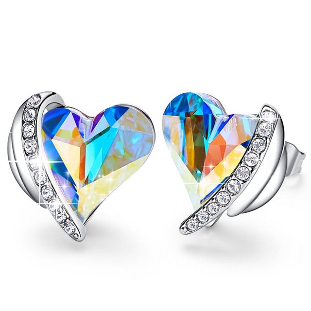 Pendientes de mujer chapados en oro rosa Pendientes de mujer Cristal Día de la Madre Regalo de joyería del Día de San Valentín Rojo Verde