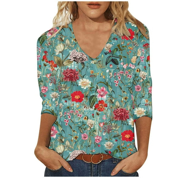 Women Blouse 3/4 Sleeve Petite, Womens Funny T Shirts Adult Humor Summer Clothes for Young Women 2026 Vacation Linen Crop Tops for Women Summer Shirts for Women Dry Fit Work