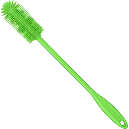 Silicone Bottle Brush, Water Bottle Cleaner Brush with Long Handle, Perfect for Cleaning Narrow Neck Containers, Vacuum Sports Bottle, Tumblers, Flask, Glassware (1 Pack, Green)