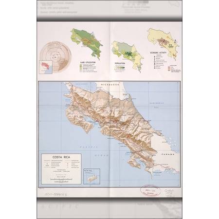 24"x36" Gallery Poster, cia map of costa rica 1970