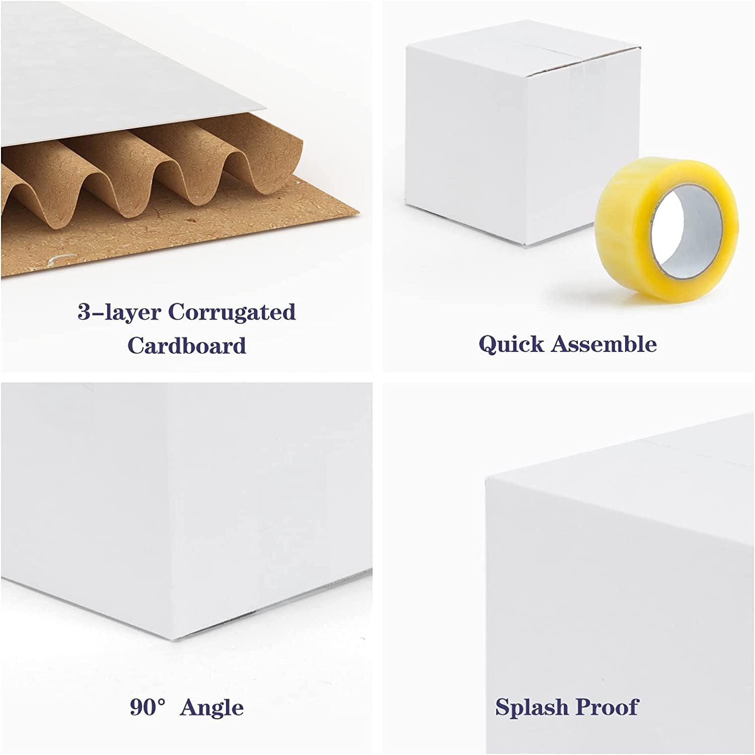 Calenzana 40 Pack 6x6x6 Shipping Boxes, Corrugated Cardboard Box for Shipping and Mailing, White, Recycled