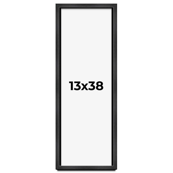 13x38 Frame Black Charcoal Grey Wood Textured Picture Frame | 0.75 Inch Moulding Width | Gunmetal
