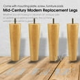 thumbnail image 2 of LAVANE 6 Inch / 15 cm Wooden Furniture Legs Set of 4 Mid-Century Modern Solid Wood Round Clear Replacement Feet with Pre-Drilled 5/16" Bolt & Mounting Plate for DIY Cabinet Sofa Couch Ottoman, 2 of 7