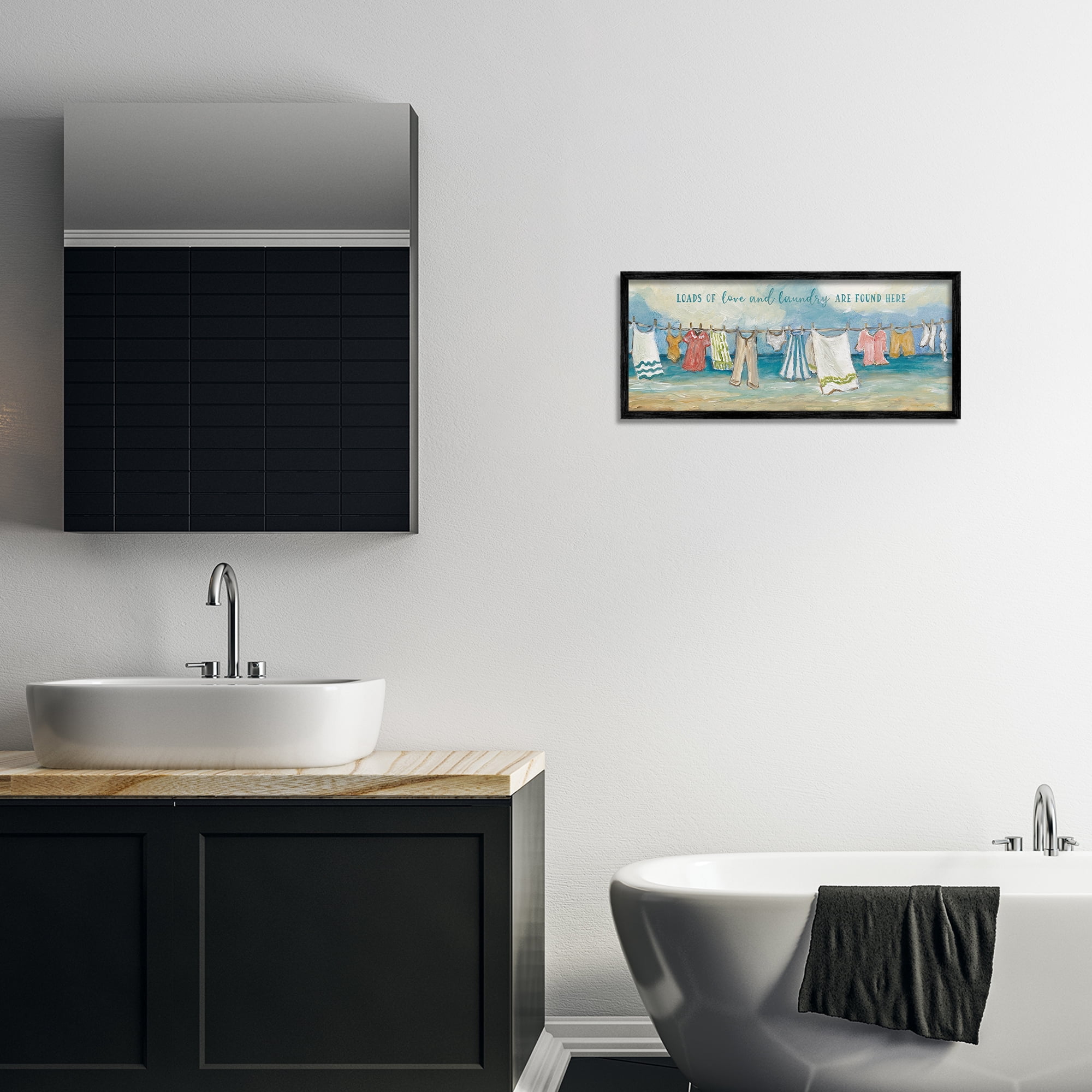 Stupell Industries Laundry By The Sea Black Framed Giclee Art, design by Charlene Olson