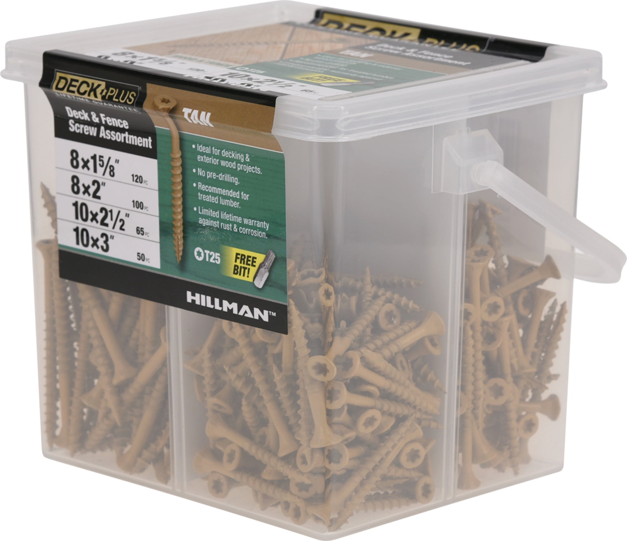 Deck Plus Wood and Deck Exterior Screws, Steel, Epoxy Finish, Tan, Various Sizes, 335 pack