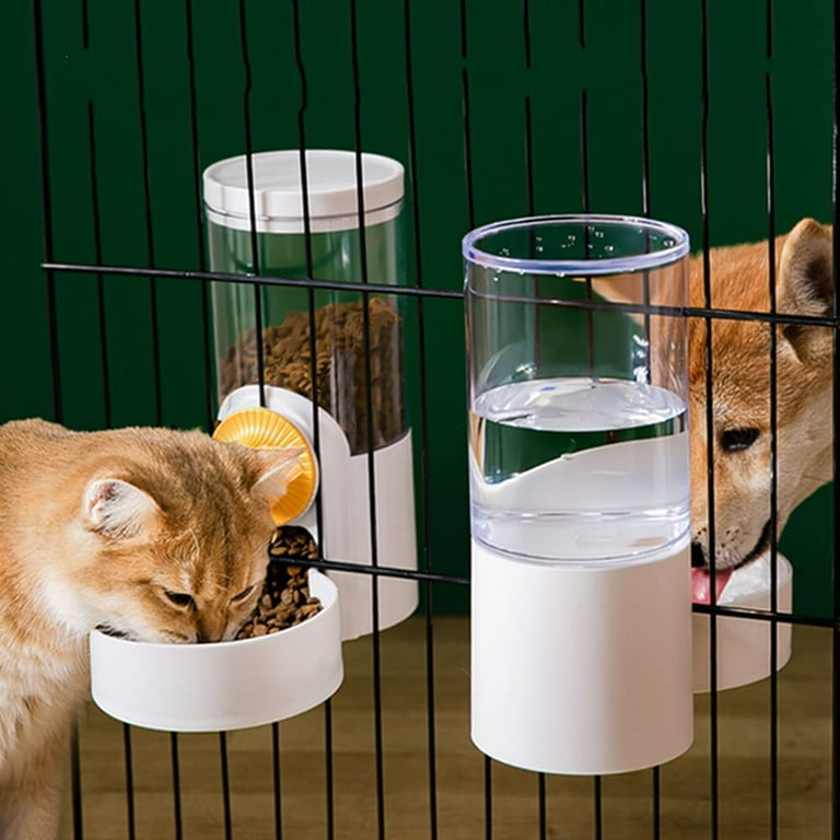 WOVTE Dog Cage Automatic Kennel Feeder Pet Cage Suspended Water Dispenser Food And Water Dispenser Hanging Bowls For Small Medium And Large Cats And Dogs Food And Water Distribution white Walmart