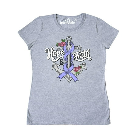Stomach and Esophageal Cancer Hope and Faith with Anchor Ribbon and Roses Women's T-Shirt
