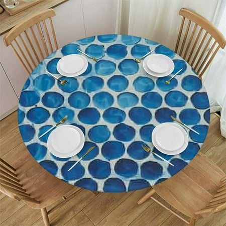 

Ullo0ord Round Fitted Tablecloth with Elastic Edge Medium Waterproof Non-Slip Polyester Table Cover for Dining Table Patio Outdoor Tablecloth - Gold Mermaid Scale 31-35