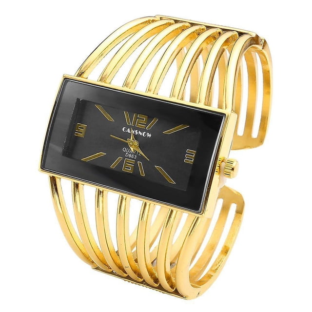 Elegante reloj de mujer con hebilla rectangular de alambre dorado Reloj de mujer de negocios