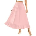 thumbnail image 7 of Clearance under 10$ Sevevn Womens Solid Color Elastic Waist Drawstring Pleated Mid Length Ruffle Skirt Summer Savings Pink XXL, 7 of 7