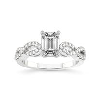 4 Carat IGI Certified Emerald Shape Lab Grown Diamond Engagement Ring | 14K White Gold |Lorene Twisted Shank Diamond Ring | FG-VS1-VS2 Quality Friendly Diamonds
