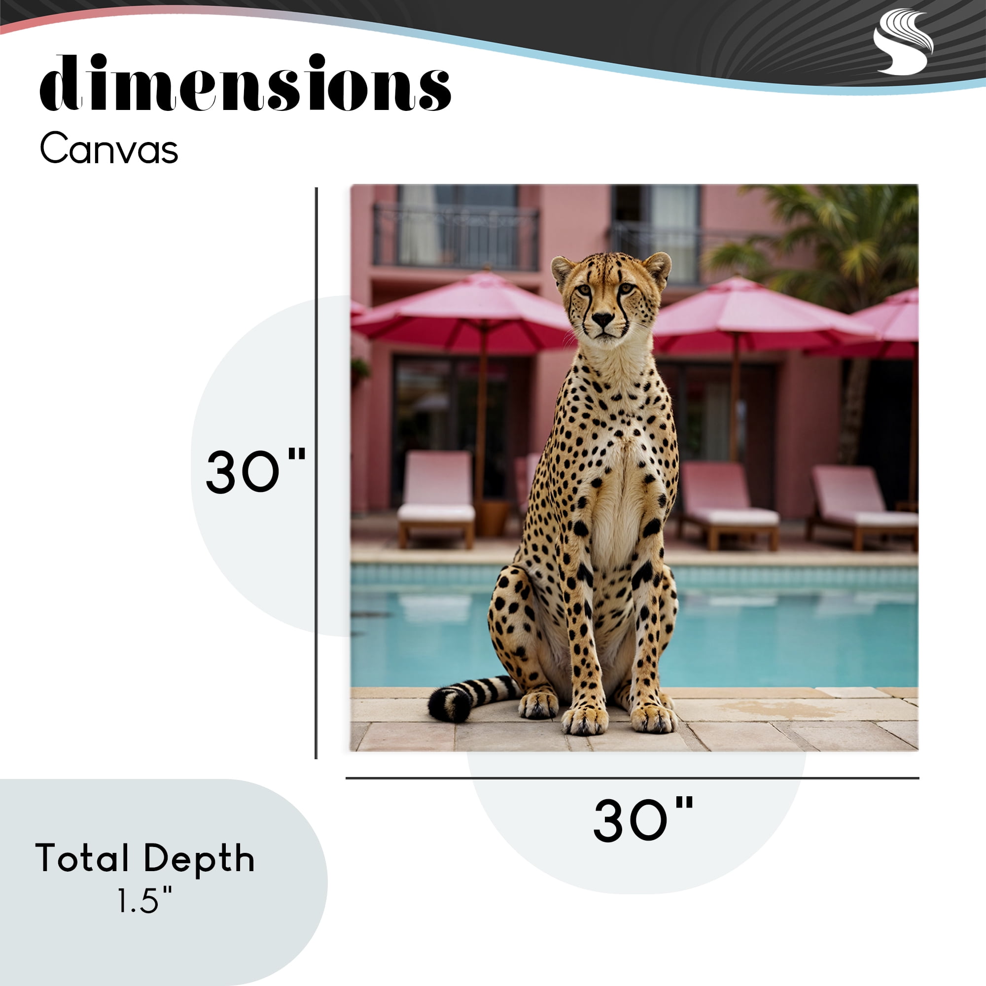 Cheetah Posed at Poolside Canvas Wall Art, design by Lettered and Lined