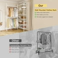thumbnail image 4 of Onbrill L2 Wall Mounted Clothes Rack, Industrial Pipe Closet Organizers System with 2 Telescopic Rod & 6 Shelves, 4 of 16