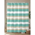 thumbnail image 4 of Fsddascl Turquoise Khaki Striped Shower Curtain Set - Standard 72" x 72" Bathtub Curtain with 12 Hooks, Modern Minimalism Abstract Art Waterproof Fabric Stall Shower Curtains for Bathroom/Bathtub, 4 of 6