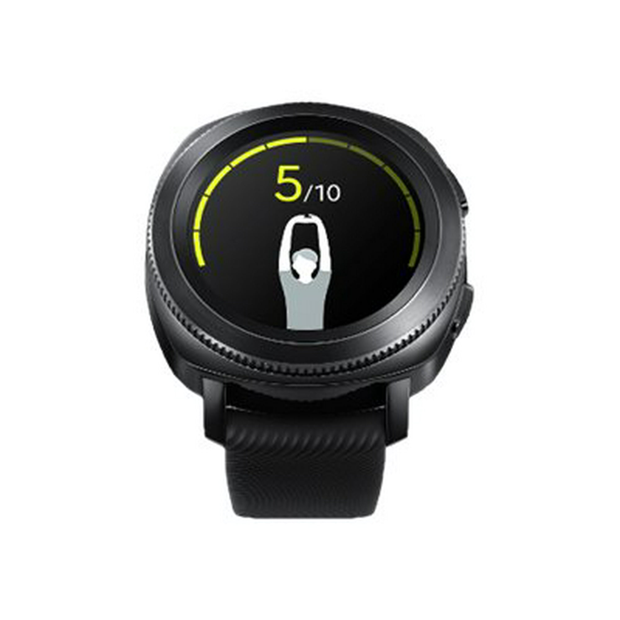 Samsung Gear Sport SM R600 43 mm black smart watch with strap silicone black band size L display 1.2 4 GB Wi Fi NFC Bluetooth 2.36 oz Walmart